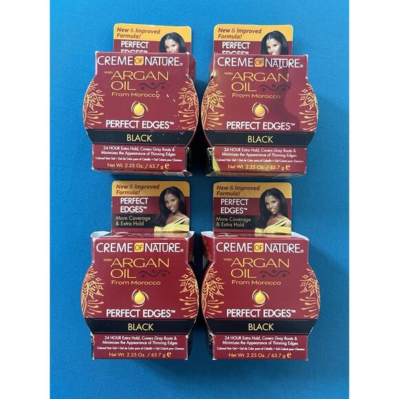 Creme of Nature w/Argan Oil Perfect Edges Colored Hair Gel- Black - Lot of 4 - Picture 1 of 8